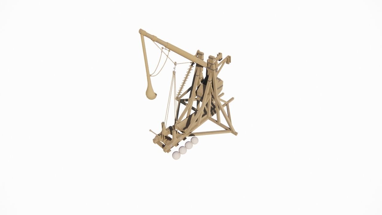 Medieval Catapult 3D model_1