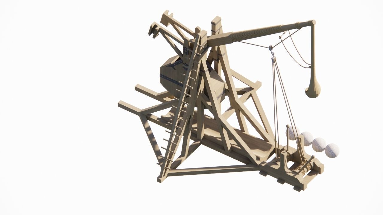 Medieval Catapult 3D model_5