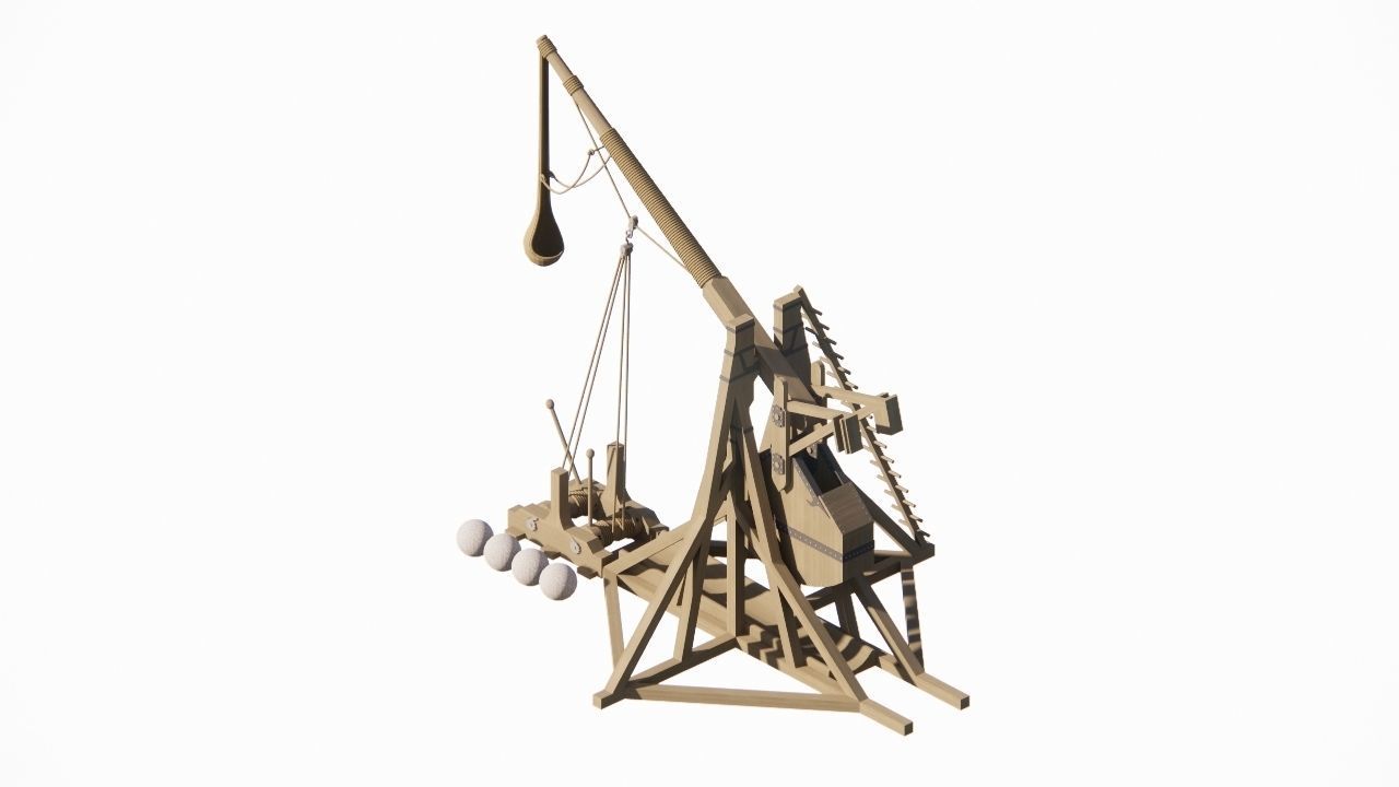 Medieval Catapult 3D model_3