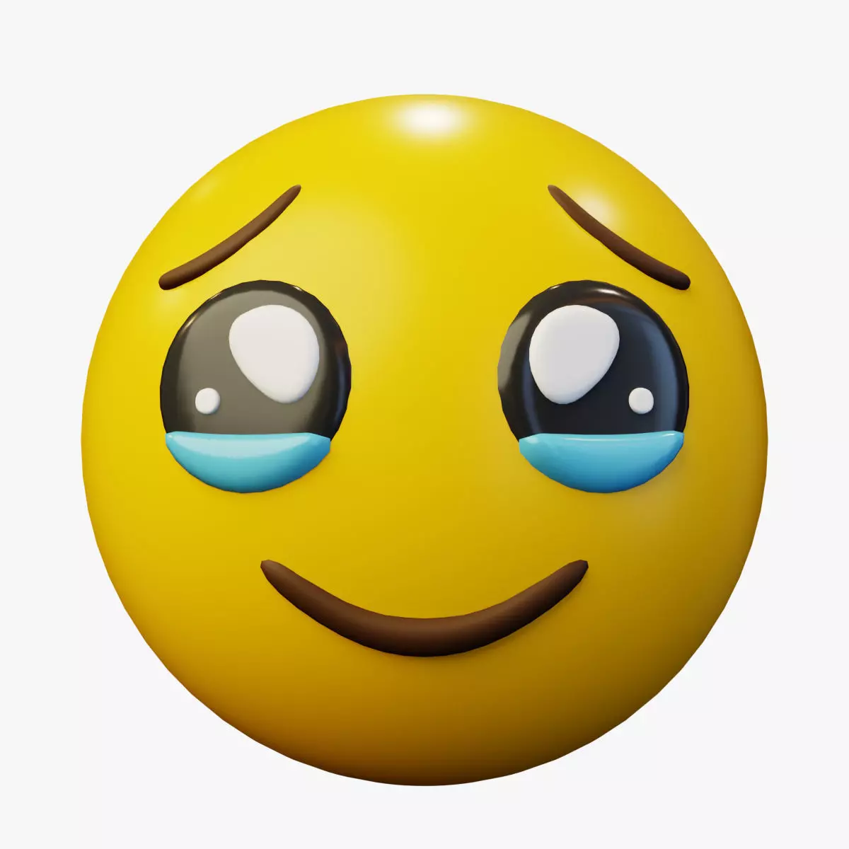 Holding Back Tears Face Emoticon Emoji or Smiley 3D model
