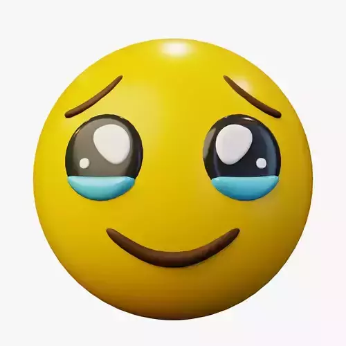 Holding Back Tears Face Emoticon Emoji or Smiley 3D model