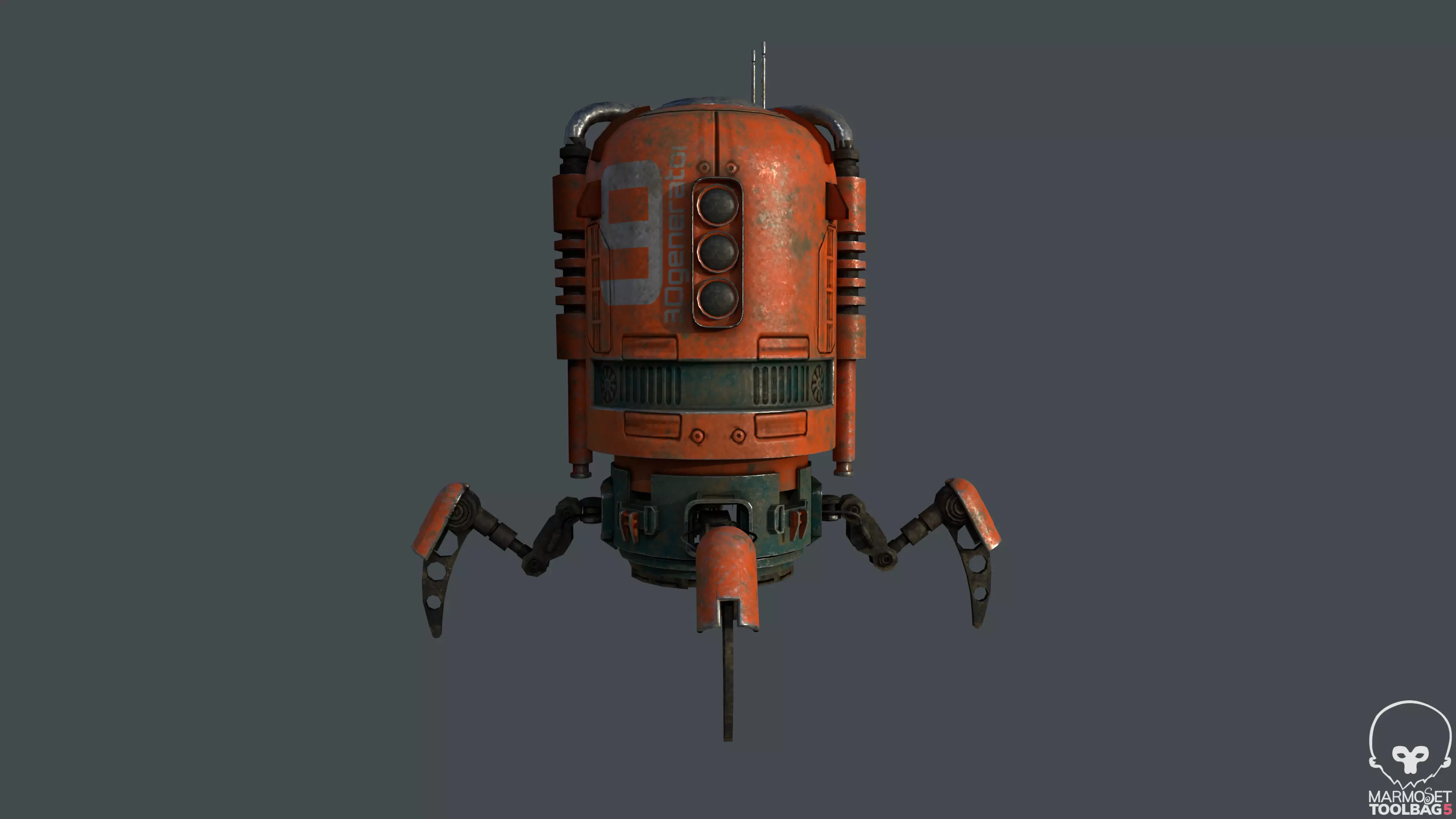 Spider Bot with four robotic Limbs Low-poly 3D model_0