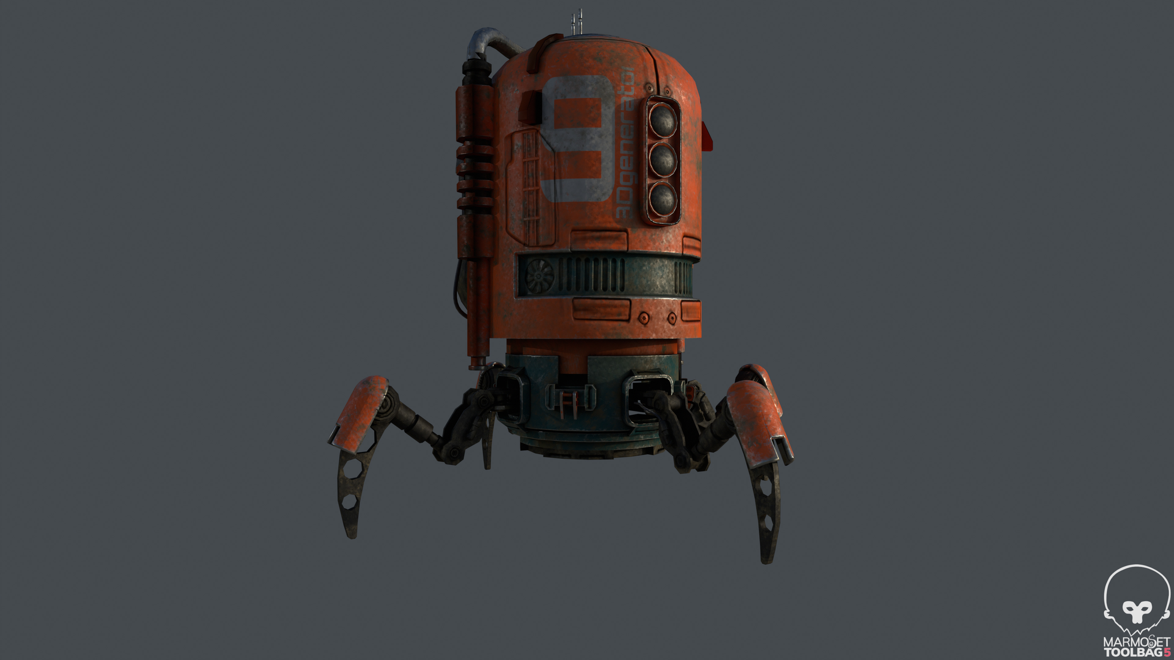 Spider Bot with four robotic Limbs Low-poly 3D model_7