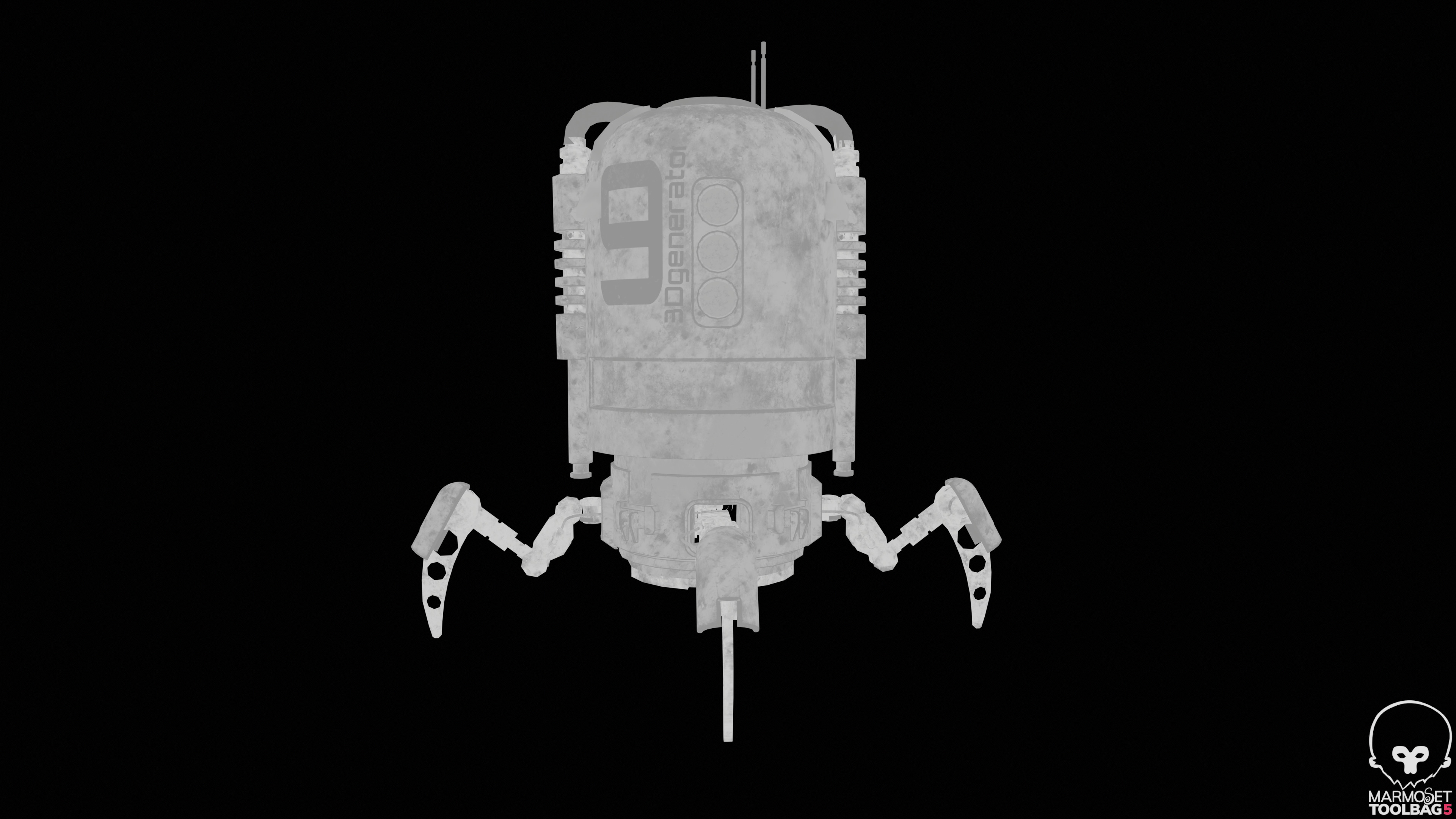 Spider Bot with four robotic Limbs Low-poly 3D model_4