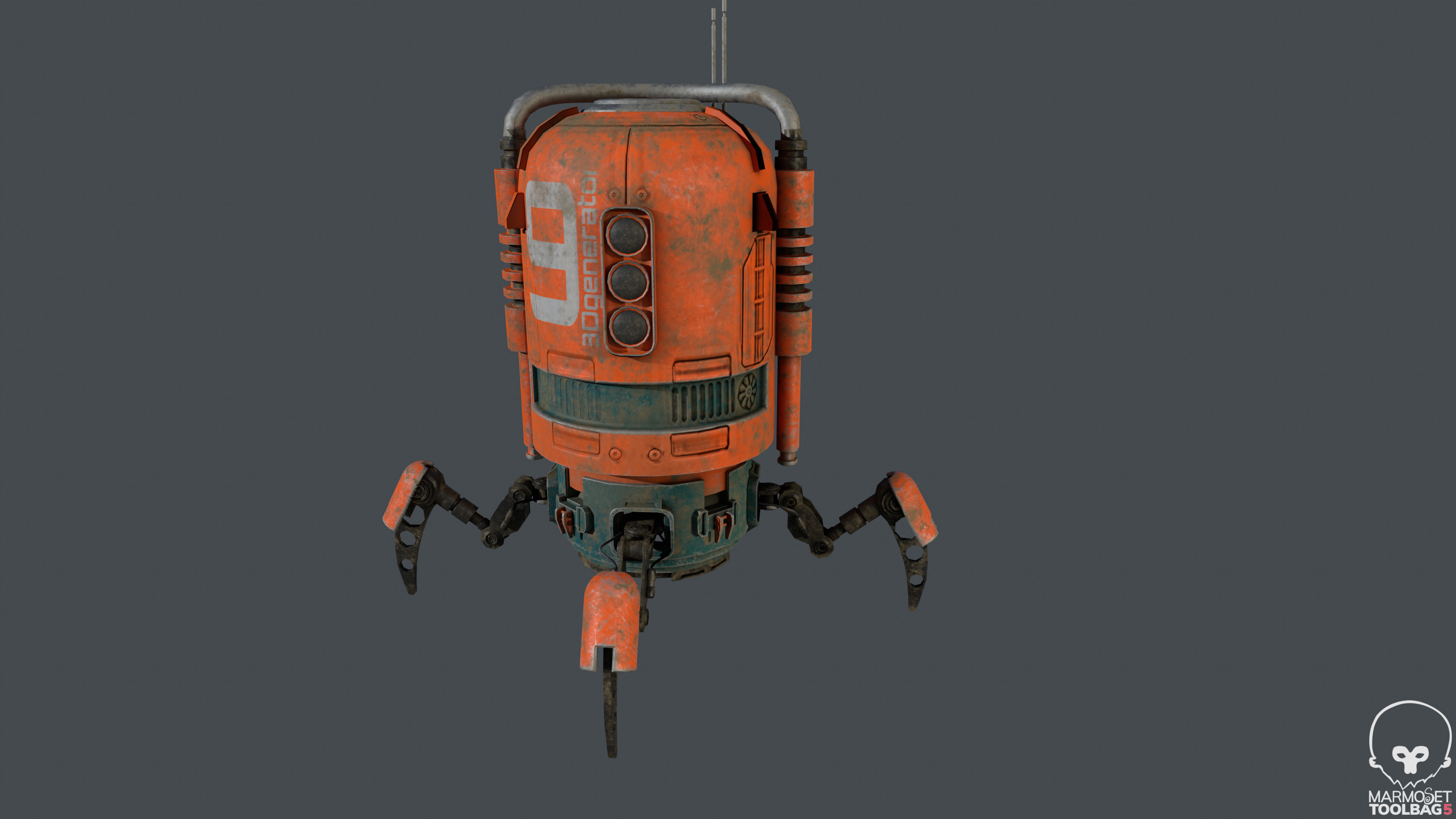 Spider Bot with four robotic Limbs Low-poly 3D model_9