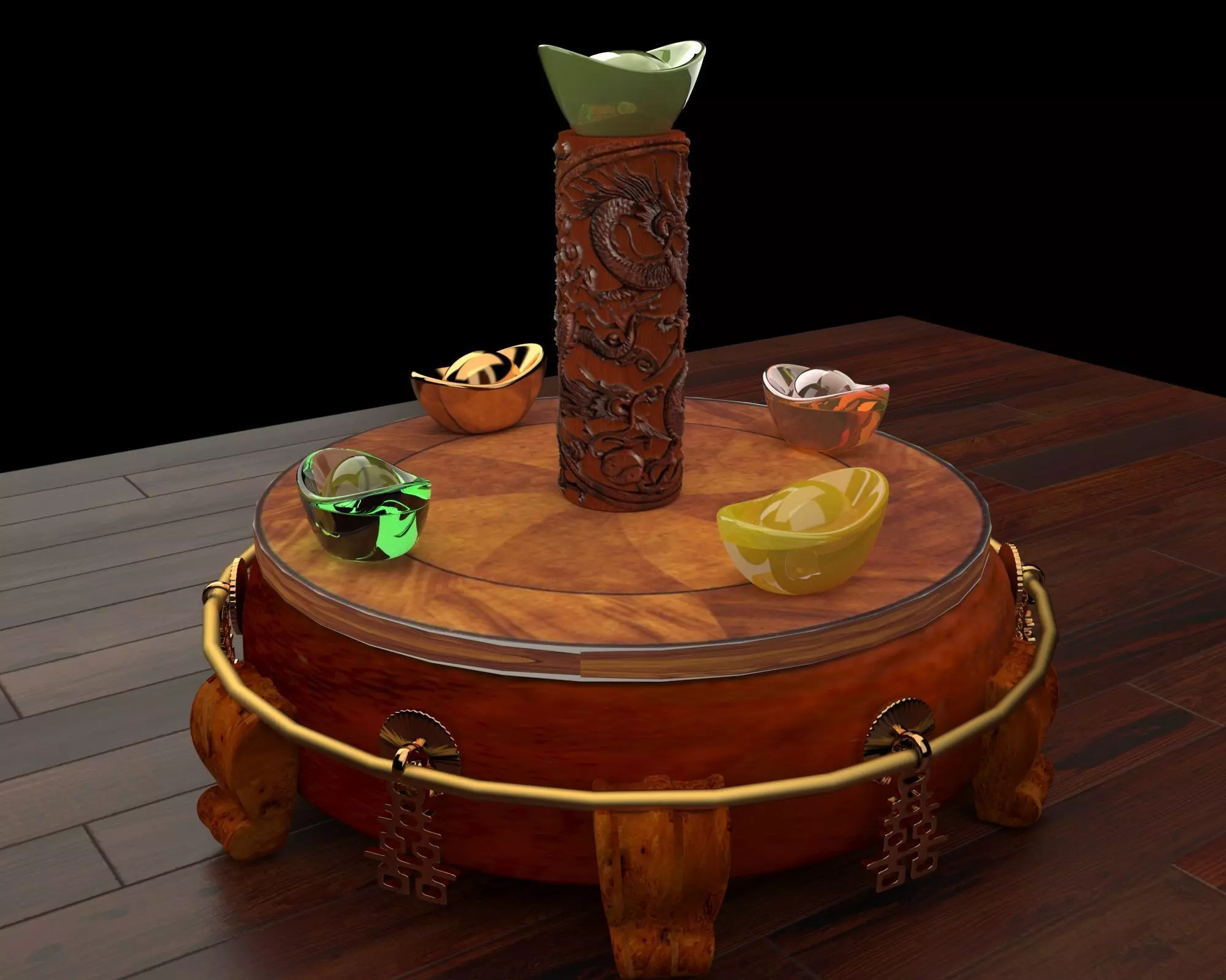 Chinese dragon carving pattern  3D model_0