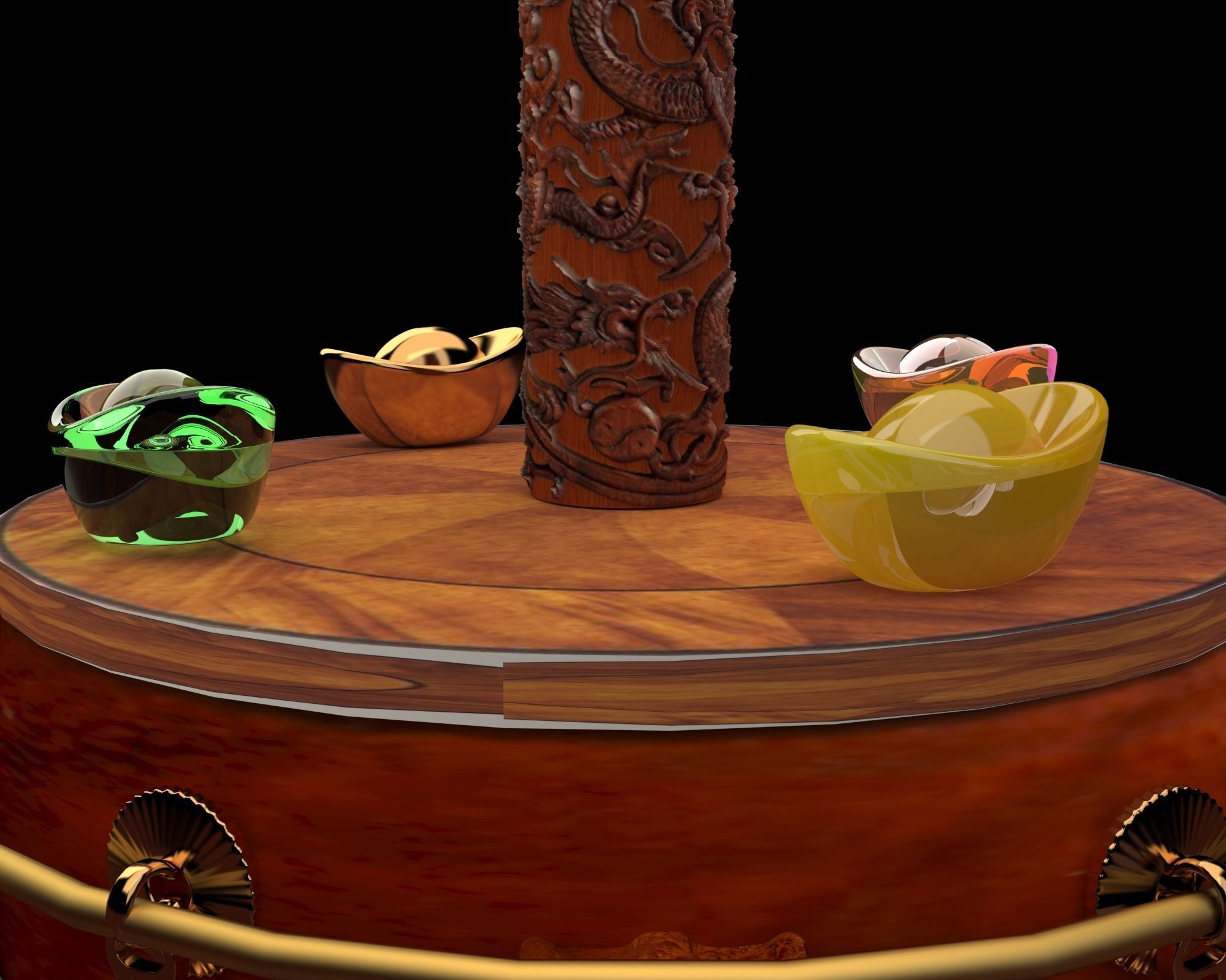 Chinese dragon carving pattern  3D model_4