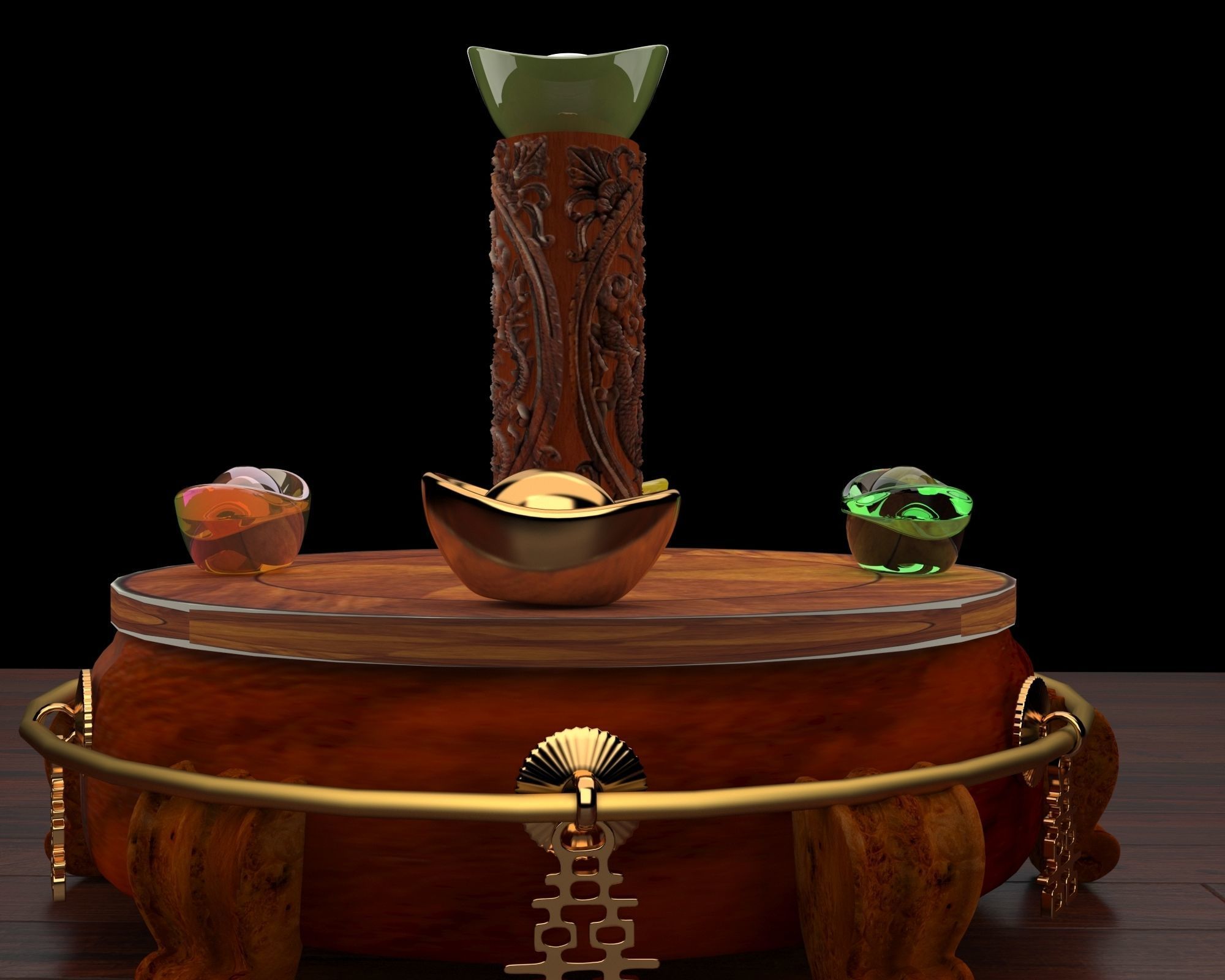 Chinese dragon carving pattern  3D model_2