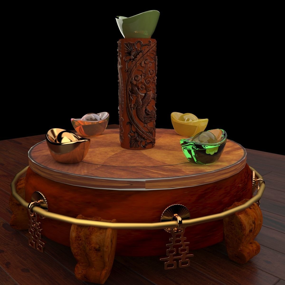 Chinese dragon carving pattern  3D model_5