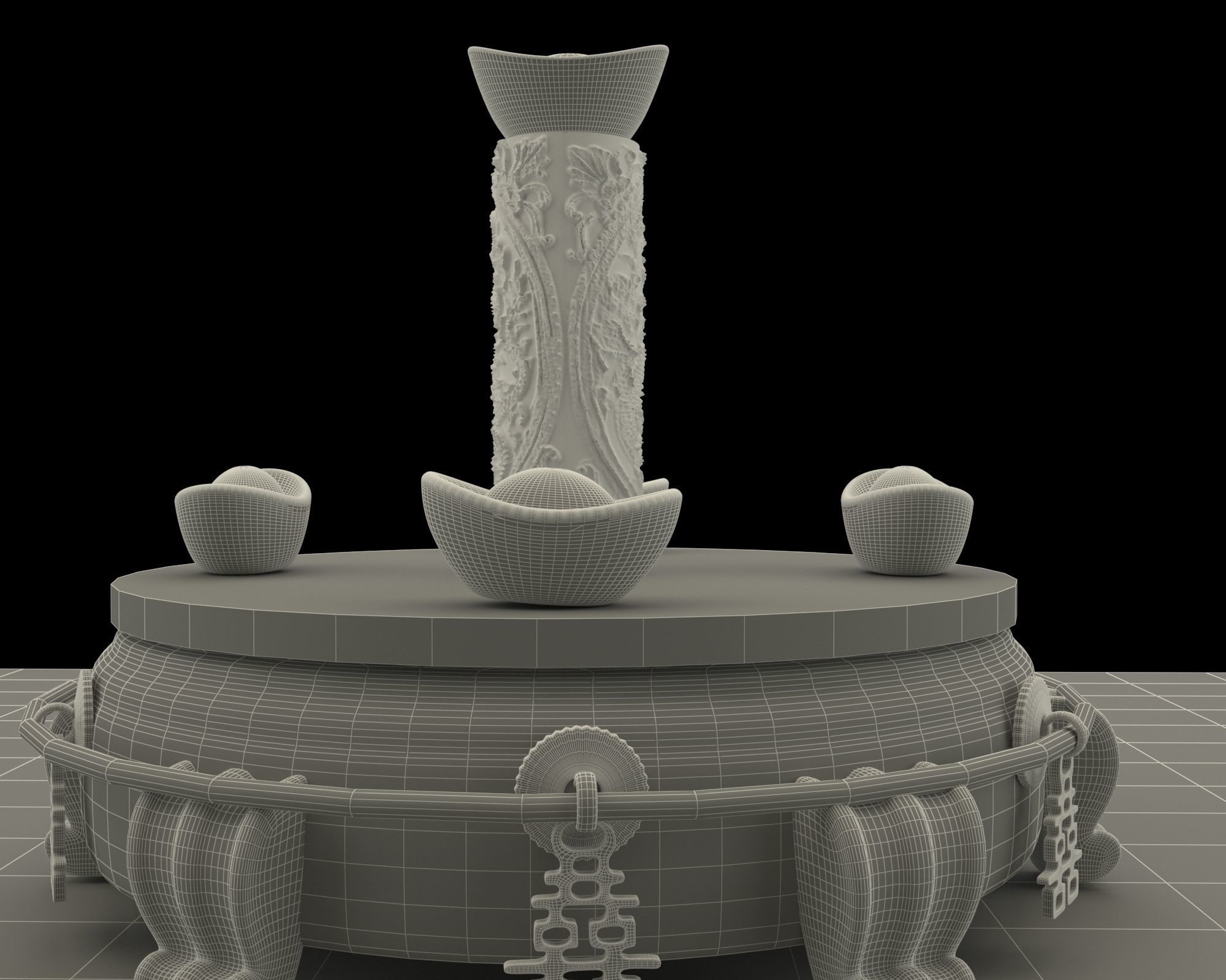 Chinese dragon carving pattern  3D model_6