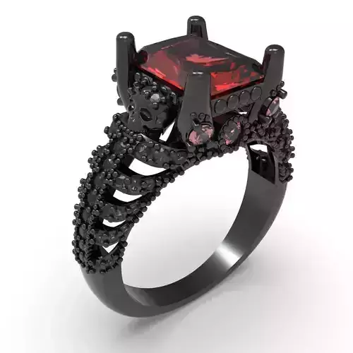 Ring with a skull 3D print model