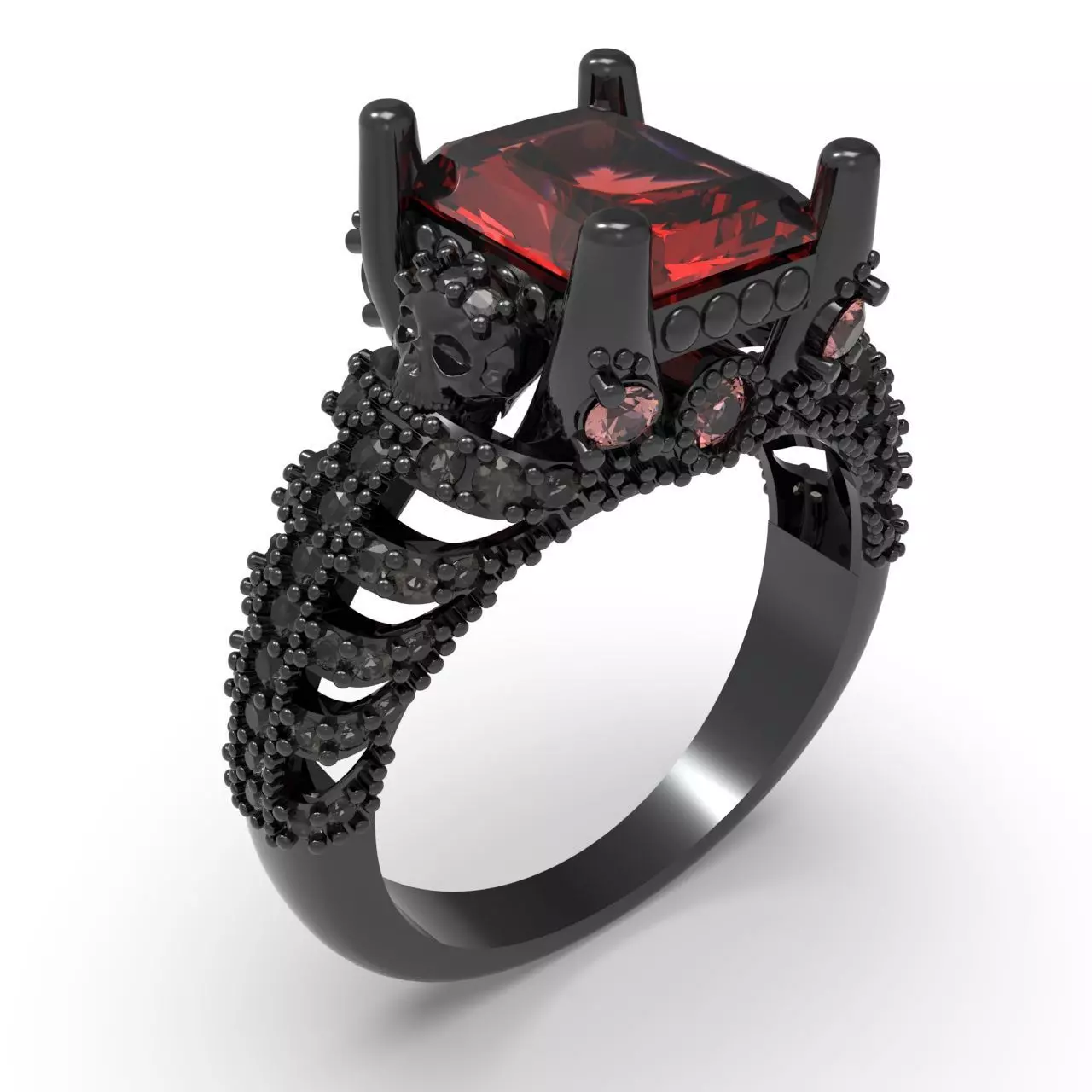 Ring with a skull 3D print model