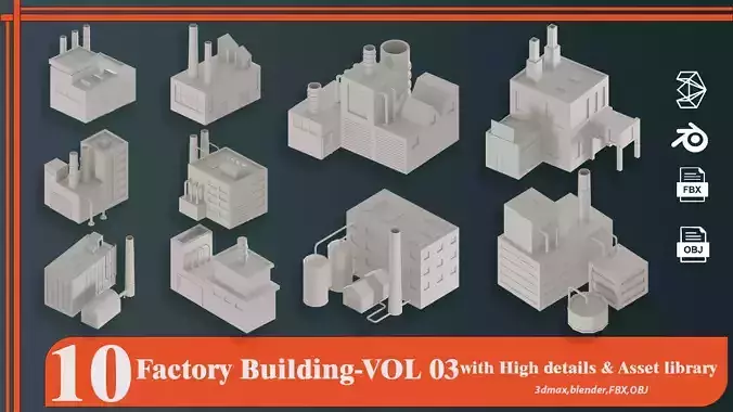Factory Building VOL-03 Low-poly 3D model