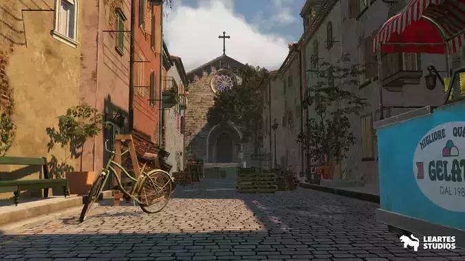 Italian Alley Low-poly 3D model