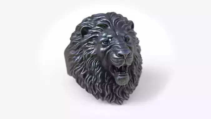 3d printable Lion head ring angry lion head printable model