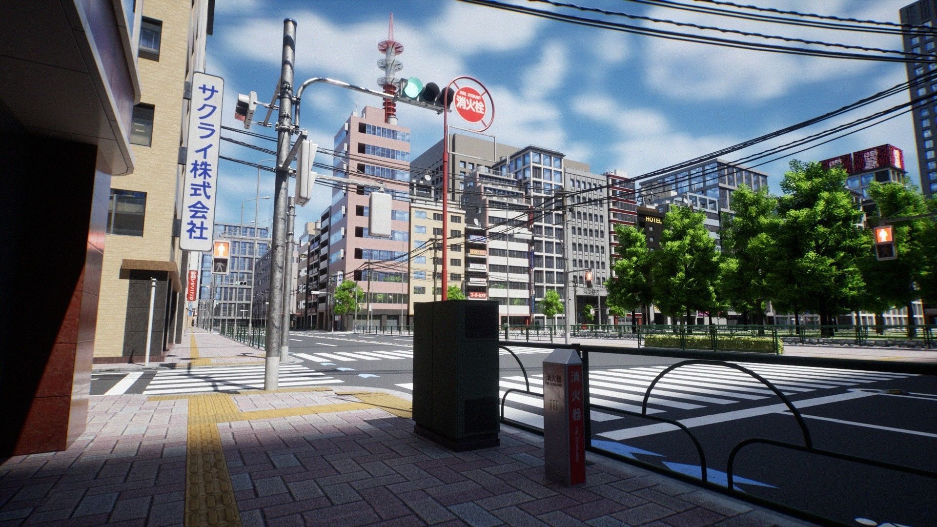 Japanese City - Midtown Environment Low-poly 3D model_14