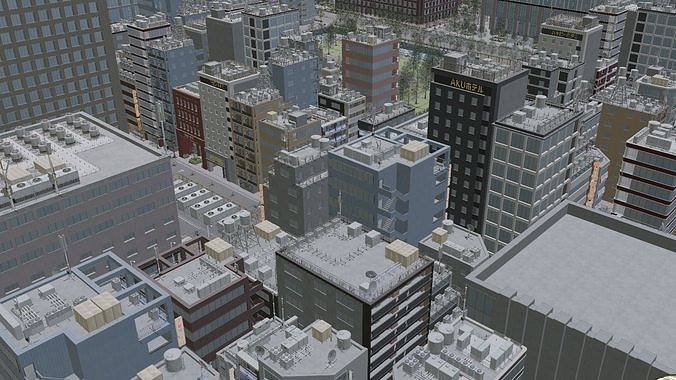Japanese City - Midtown Environment Low-poly 3D model 5