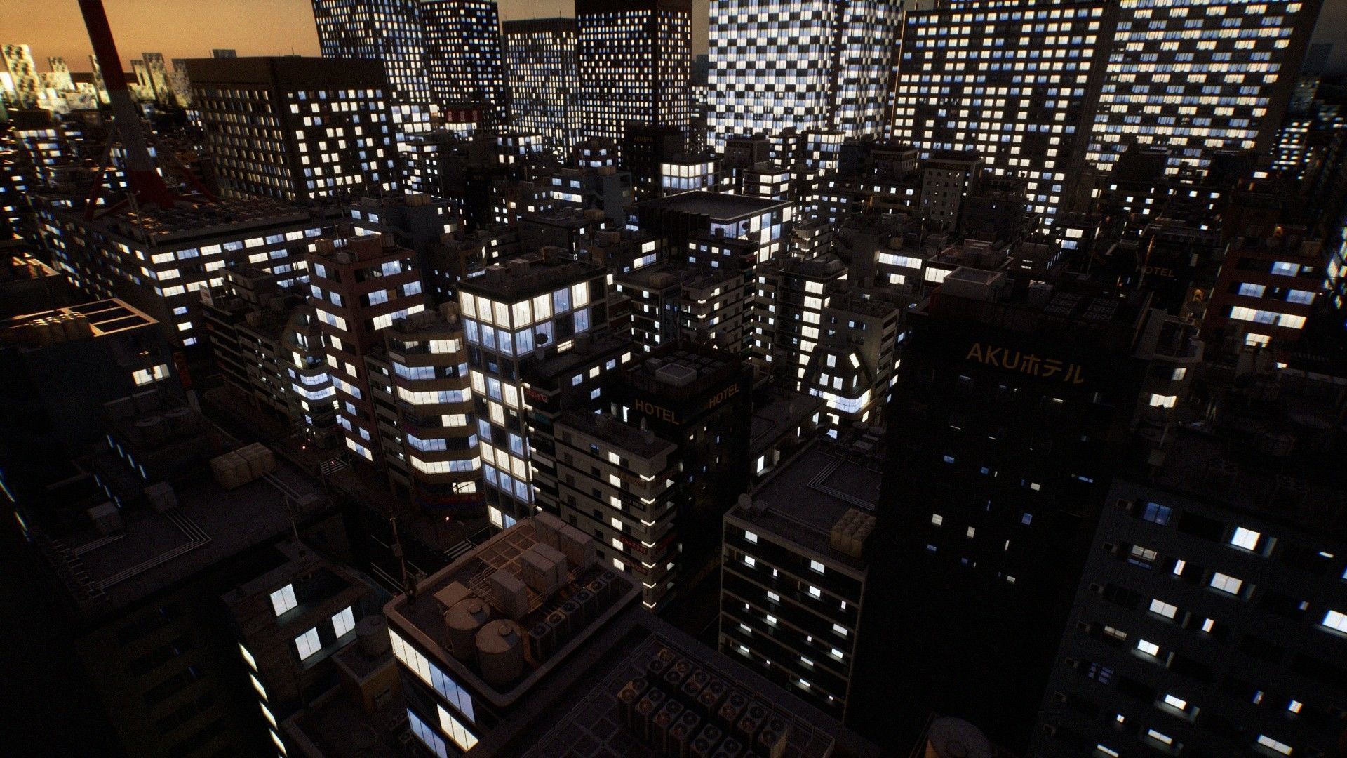 Japanese City - Midtown Environment Low-poly 3D model_9