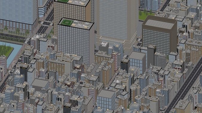 Japanese City - Midtown Environment Low-poly 3D model 6