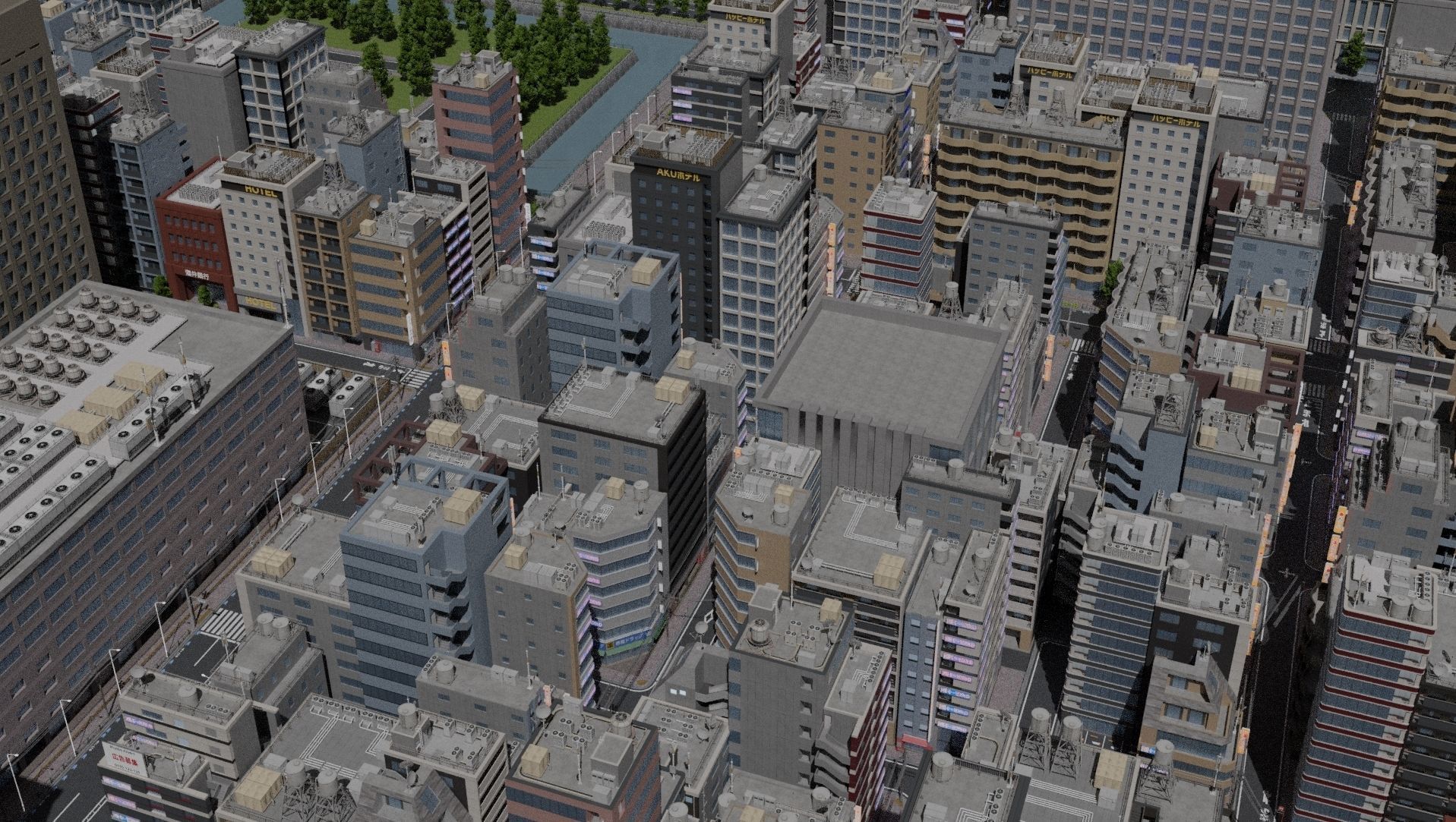 Japanese City - Midtown Environment Low-poly 3D model_24