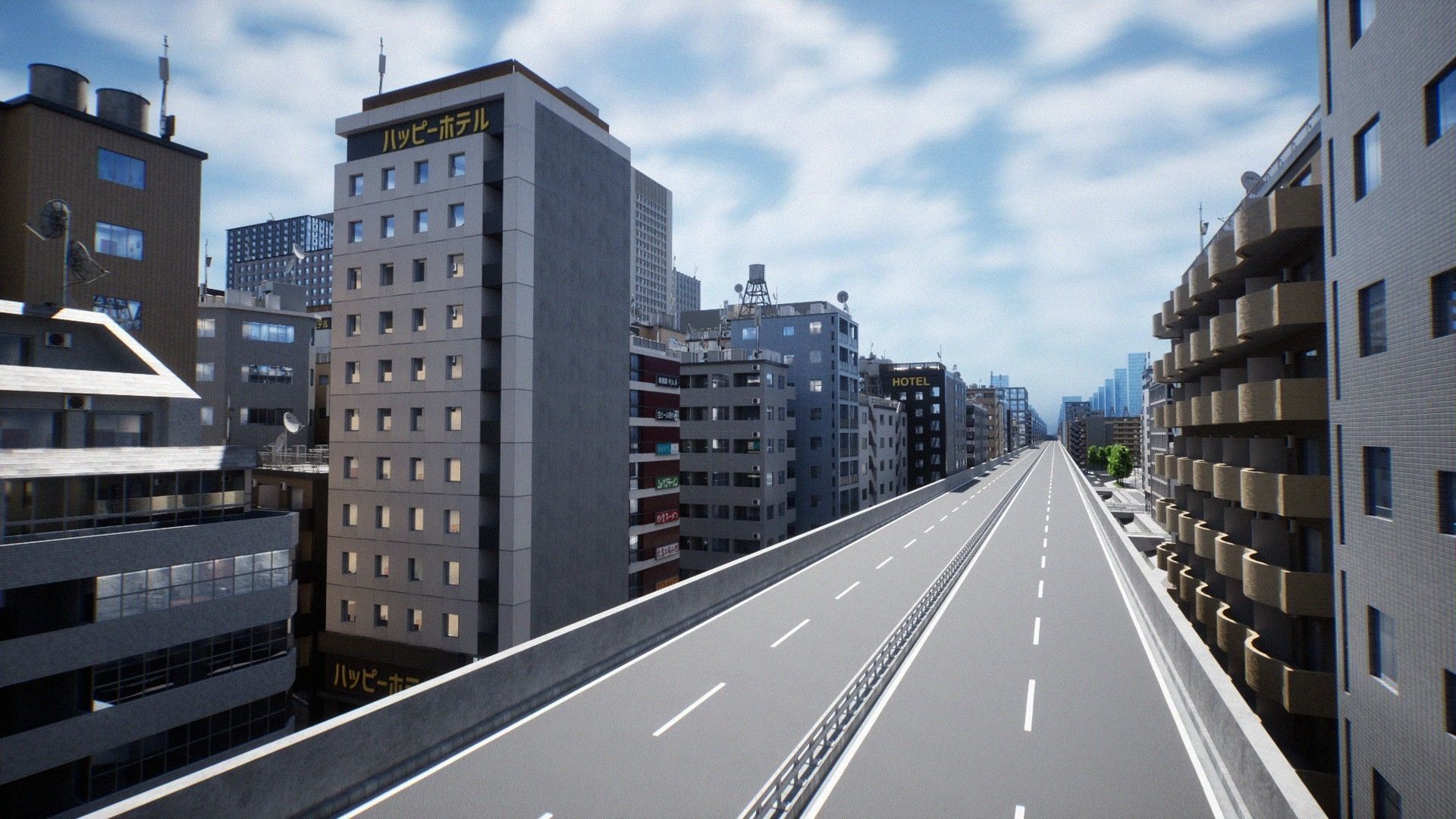 Japanese City - Midtown Environment Low-poly 3D model_16