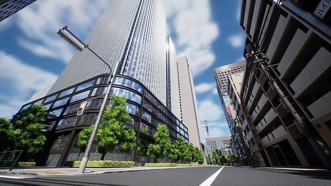 Japanese City - Midtown Environment Low-poly 3D model 4