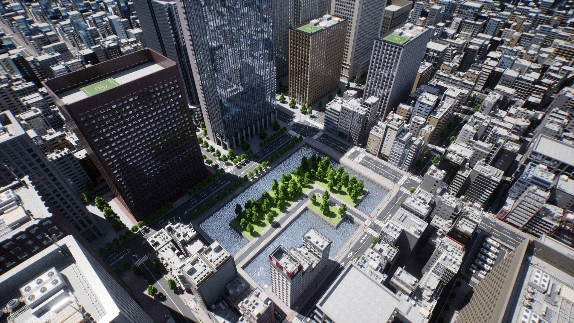 Japanese City - Midtown Environment Low-poly 3D model_2