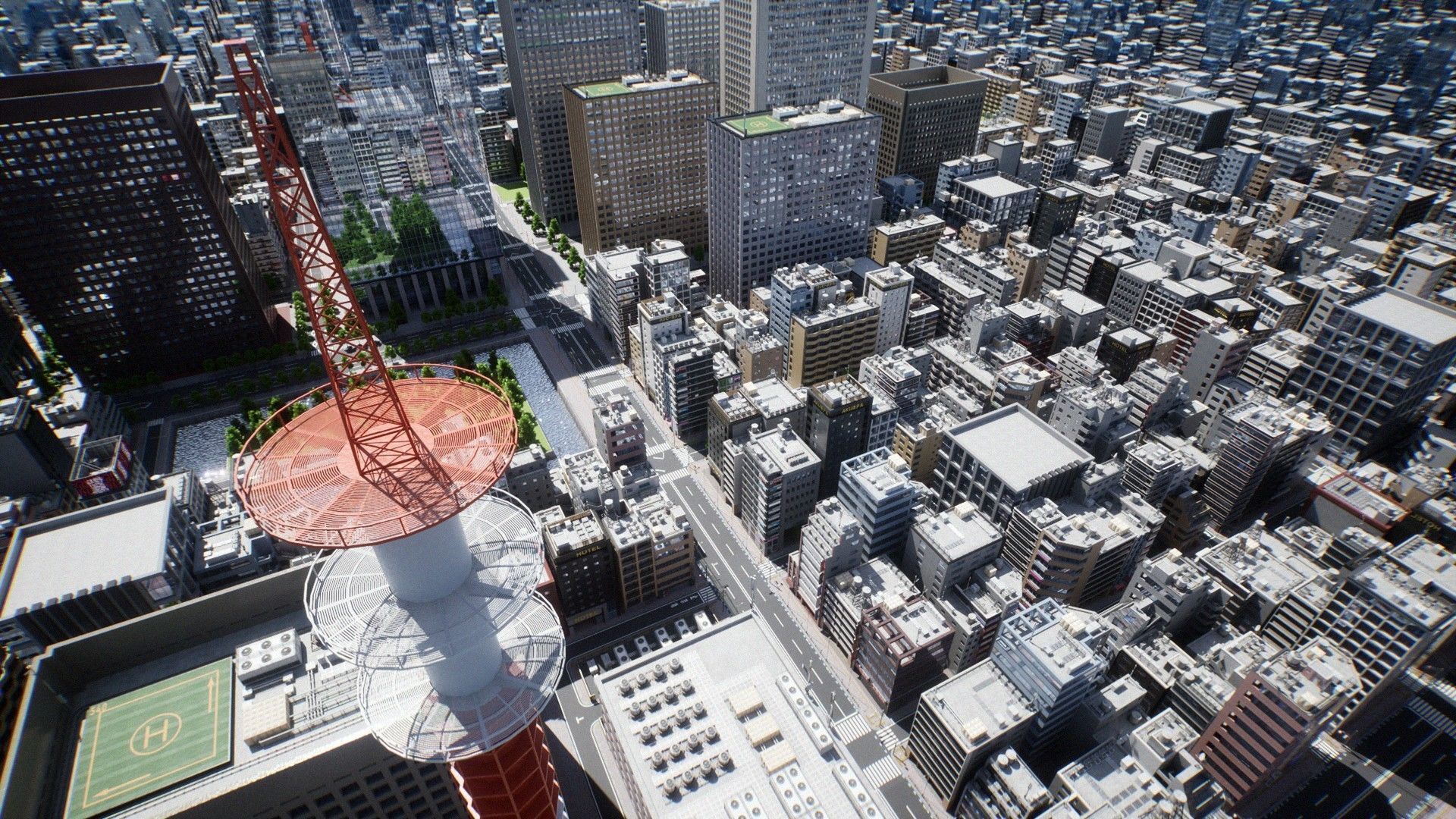 Japanese City - Midtown Environment Low-poly 3D model_19