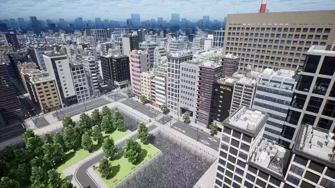 Japanese City - Midtown Environment Low-poly 3D model