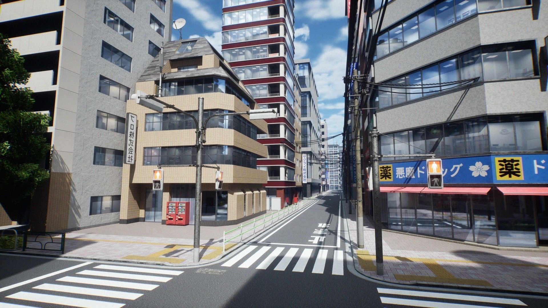 Japanese City - Midtown Environment Low-poly 3D model_12