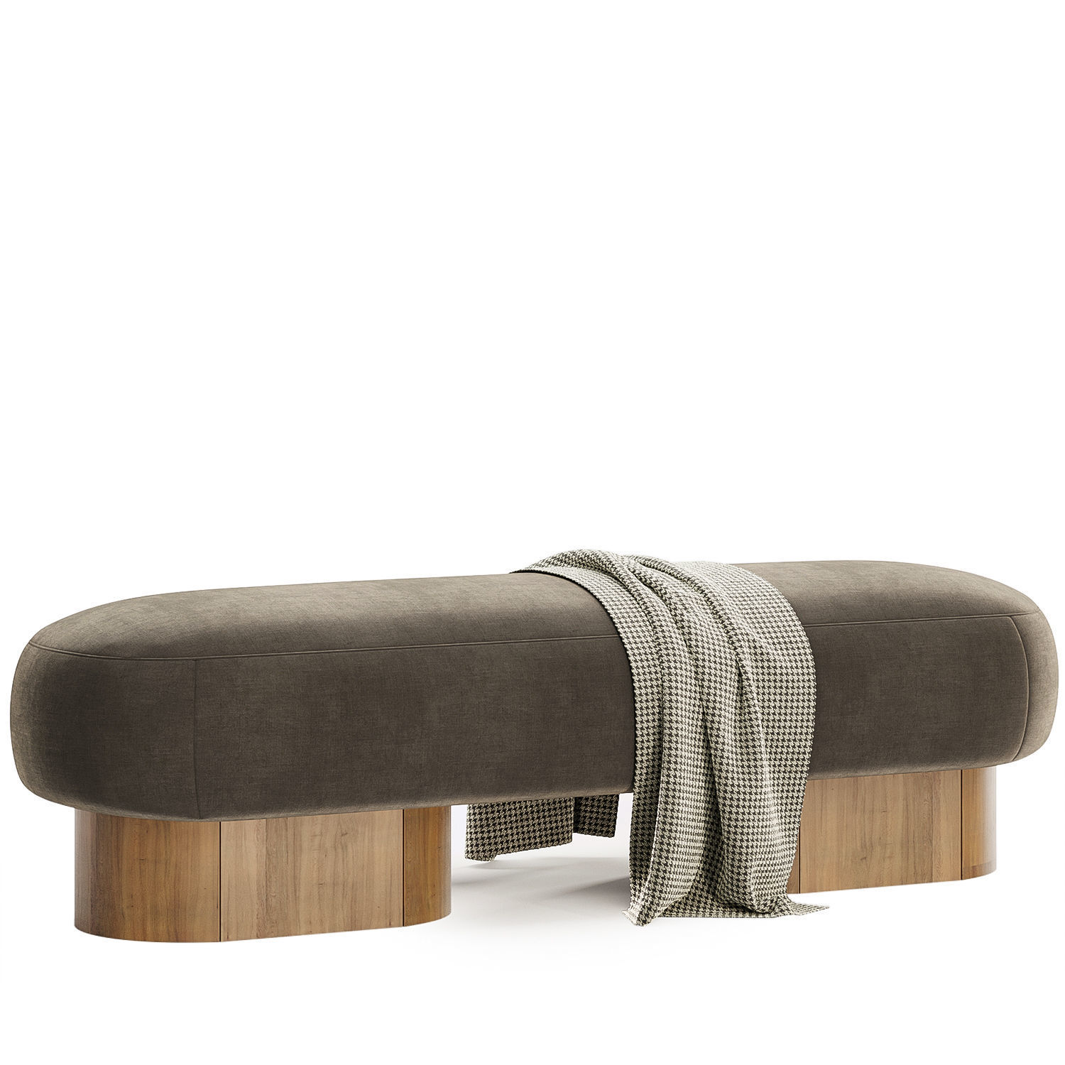 Jacory Bouble Fabric Upholstered Bench 3D model_3