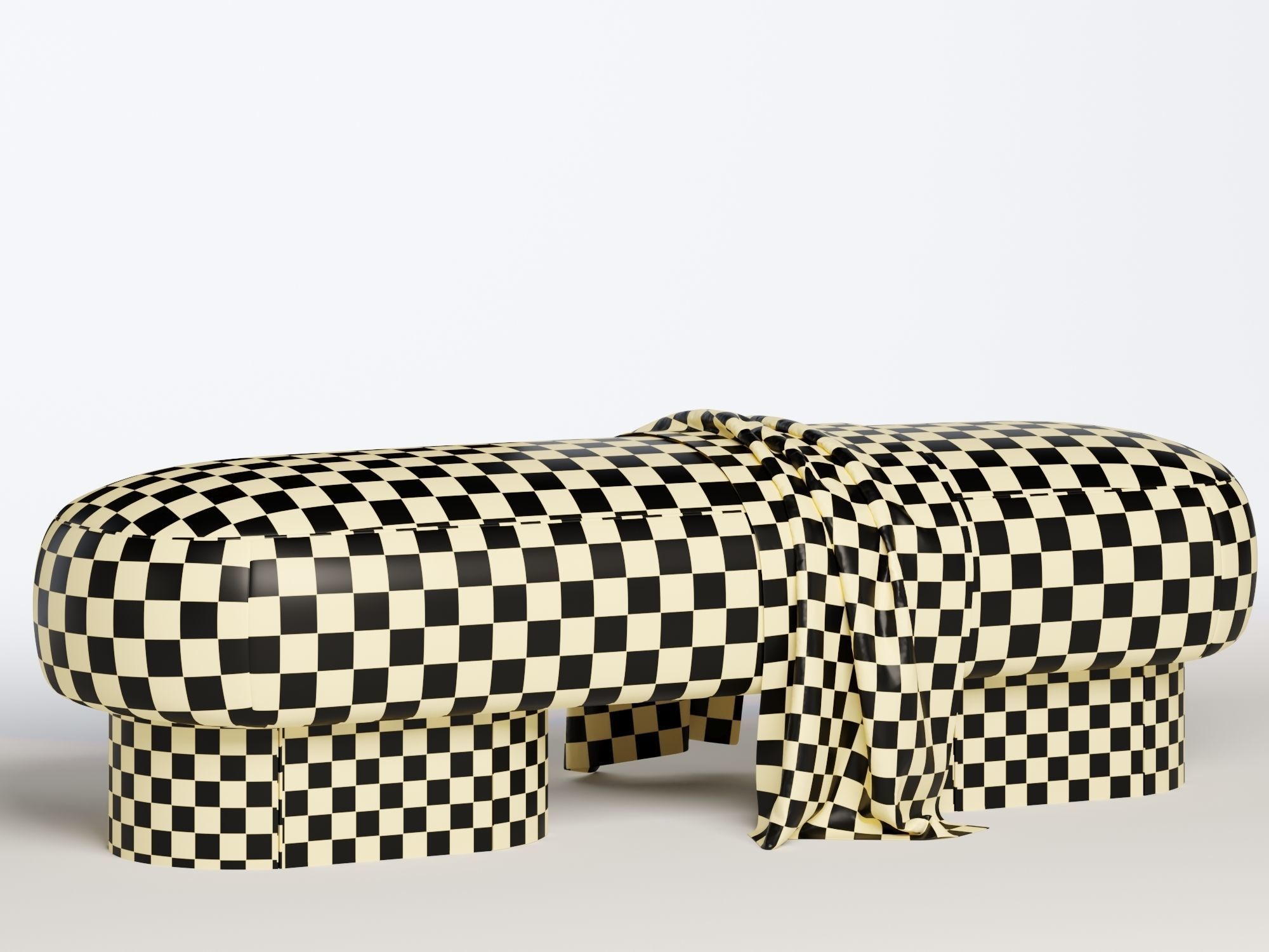 Jacory Bouble Fabric Upholstered Bench 3D model_4