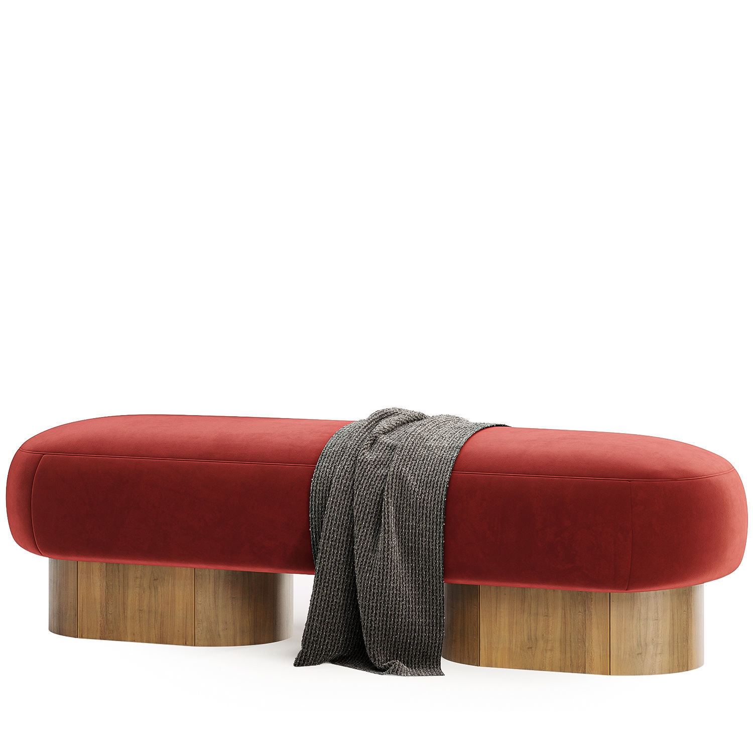 Jacory Bouble Fabric Upholstered Bench 3D model_2