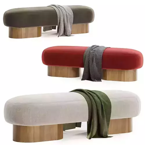 Jacory Bouble Fabric Upholstered Bench 3D model