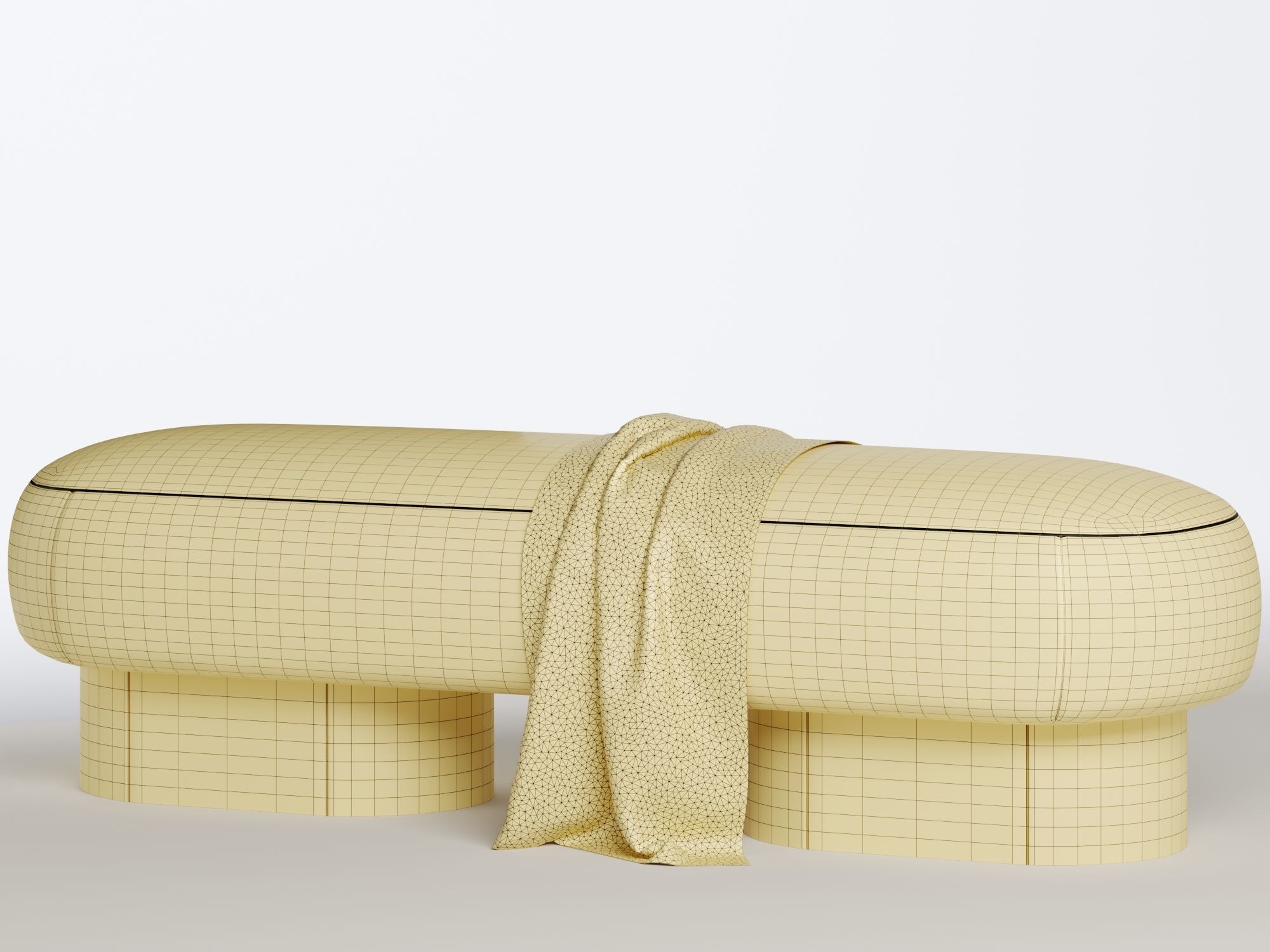 Jacory Bouble Fabric Upholstered Bench 3D model_5