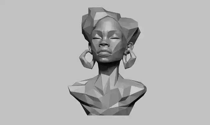 african low poly modern female bust