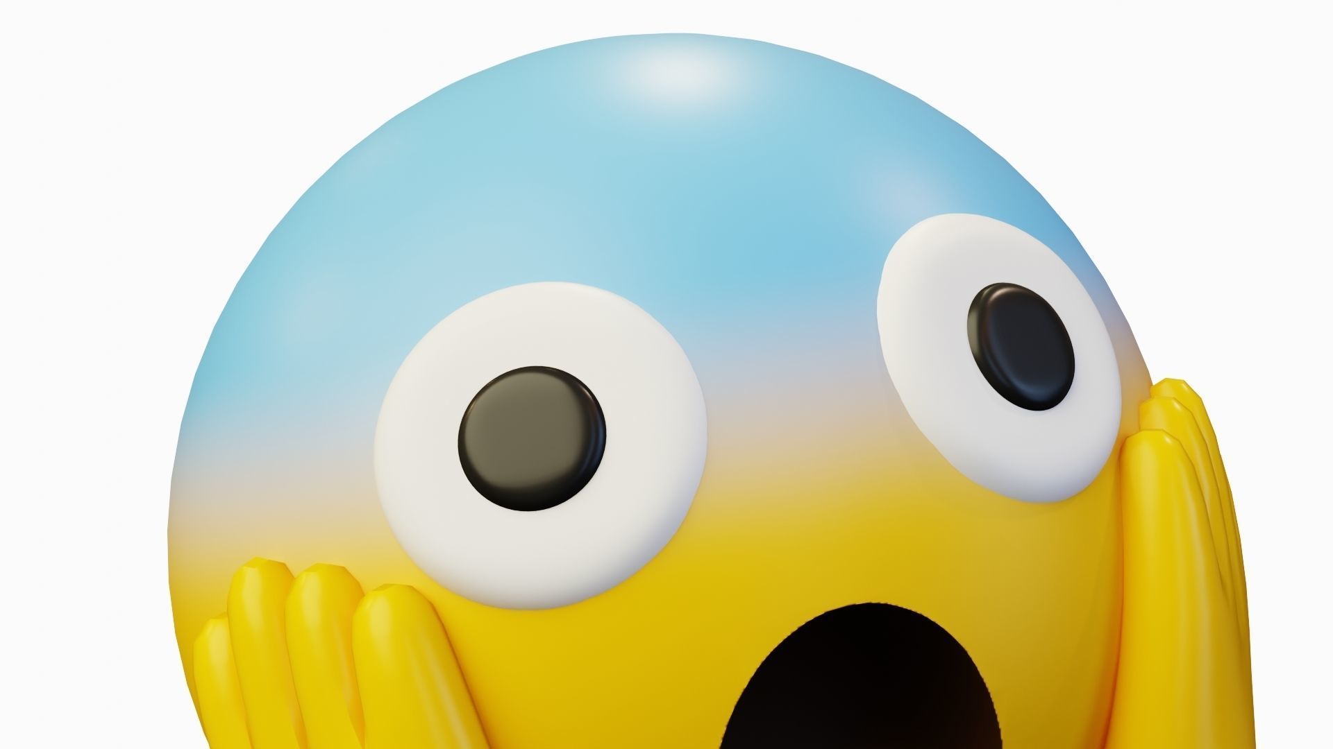 Screaming in Fear Face Emoticon Emoji or Smiley 3D model_6