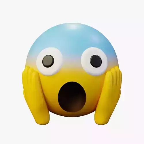 Screaming in Fear Face Emoticon Emoji or Smiley 3D model