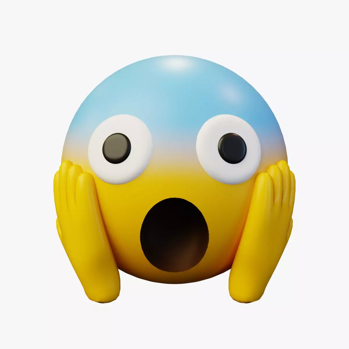 Screaming in Fear Face Emoticon Emoji or Smiley 3D model_0