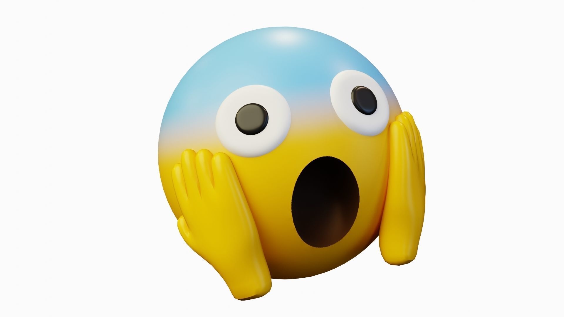 Screaming in Fear Face Emoticon Emoji or Smiley 3D model_5
