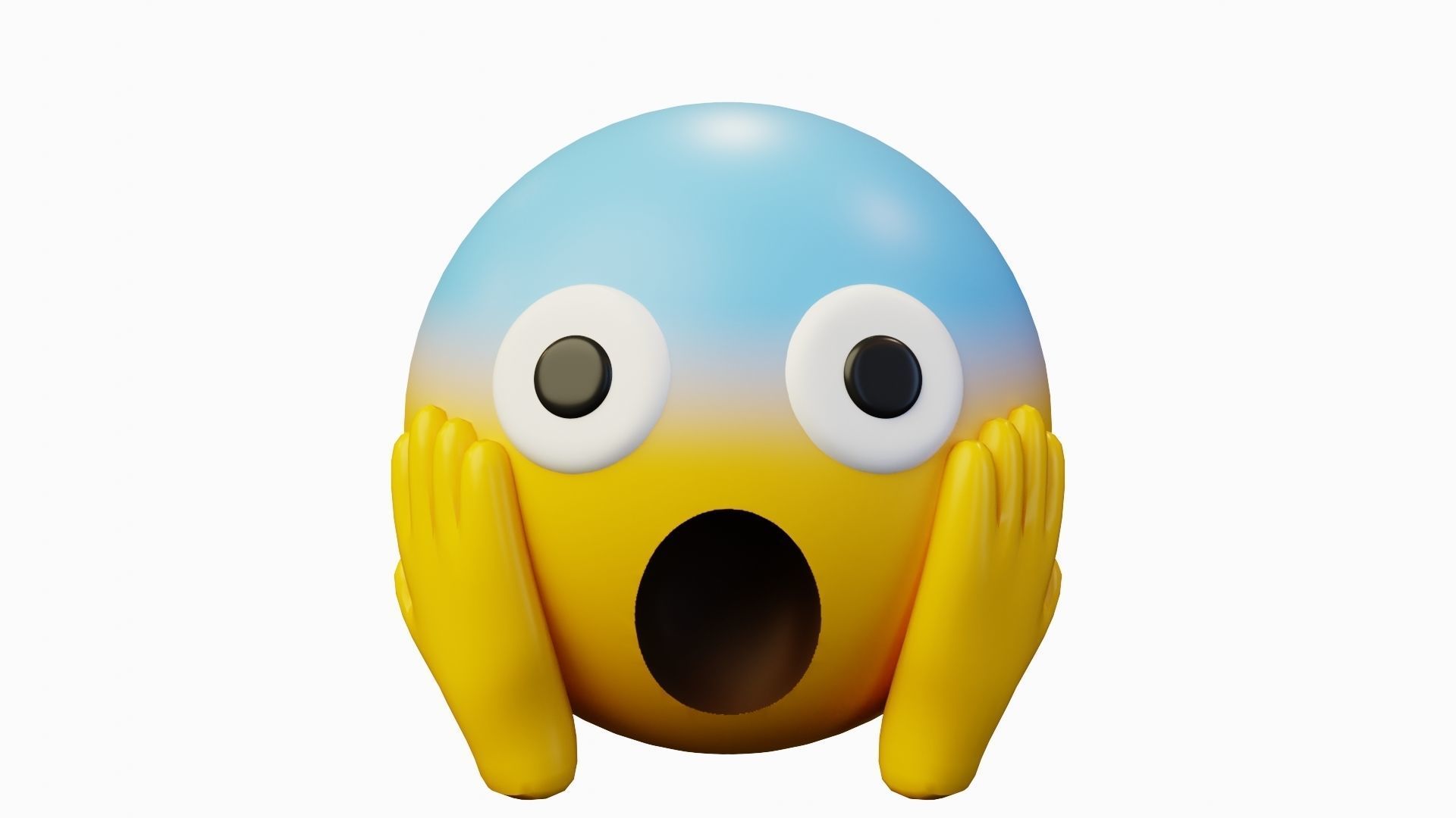 Screaming in Fear Face Emoticon Emoji or Smiley 3D model_2