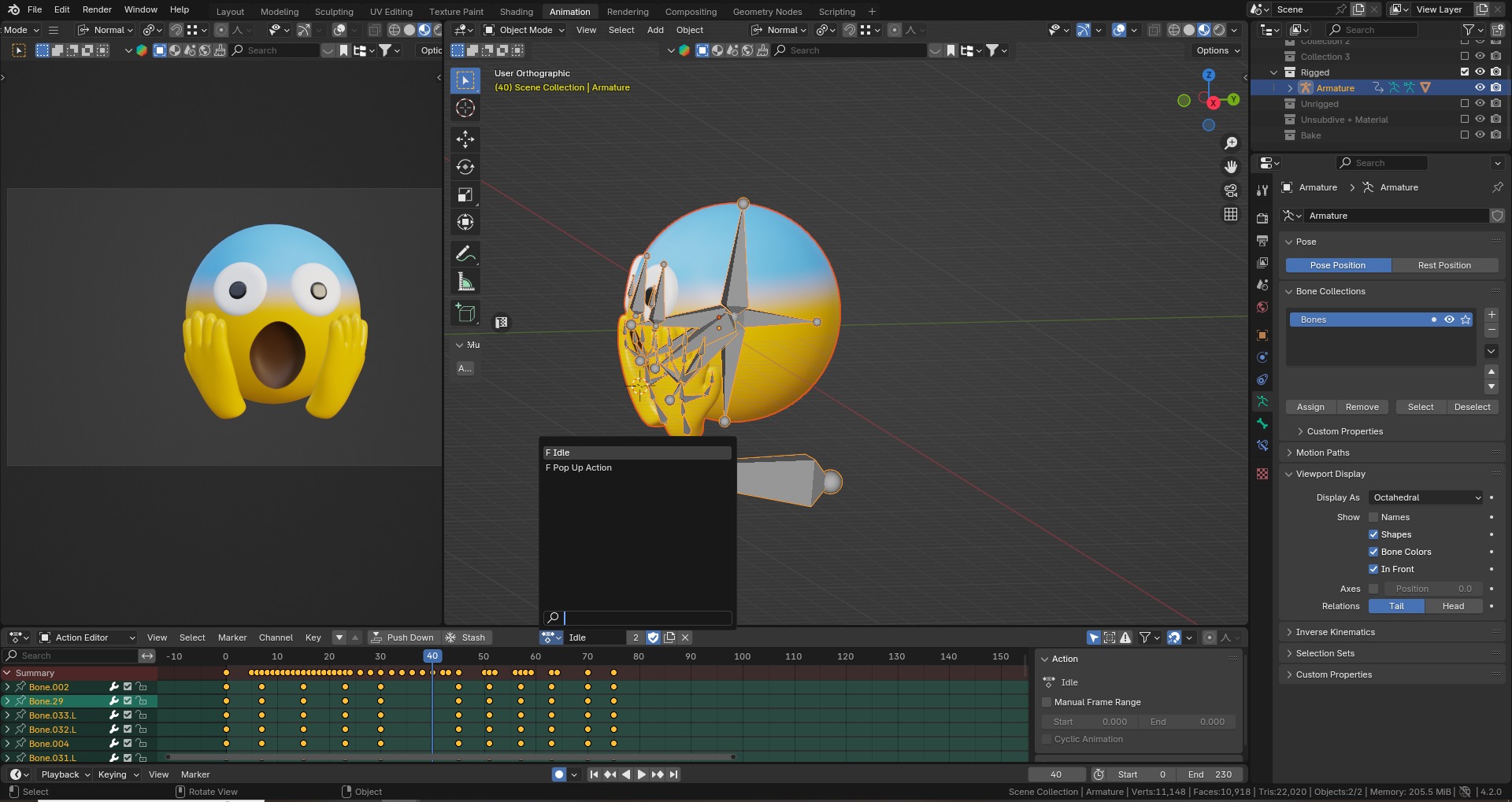 Screaming in Fear Face Emoticon Emoji or Smiley 3D model_9