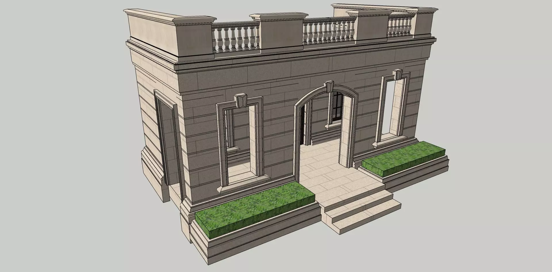 classical office 3d model exterior 3D model_0