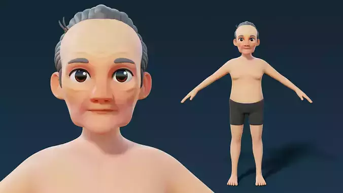 Cartoon Base Model Old Male 3D model
