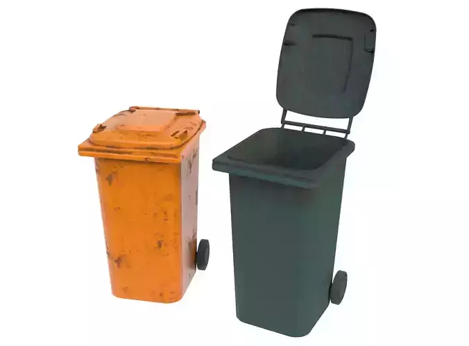 Trash bin plastic 1 02 3D model