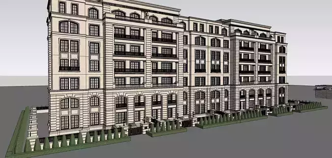 Classical apartment commercial building 3d model