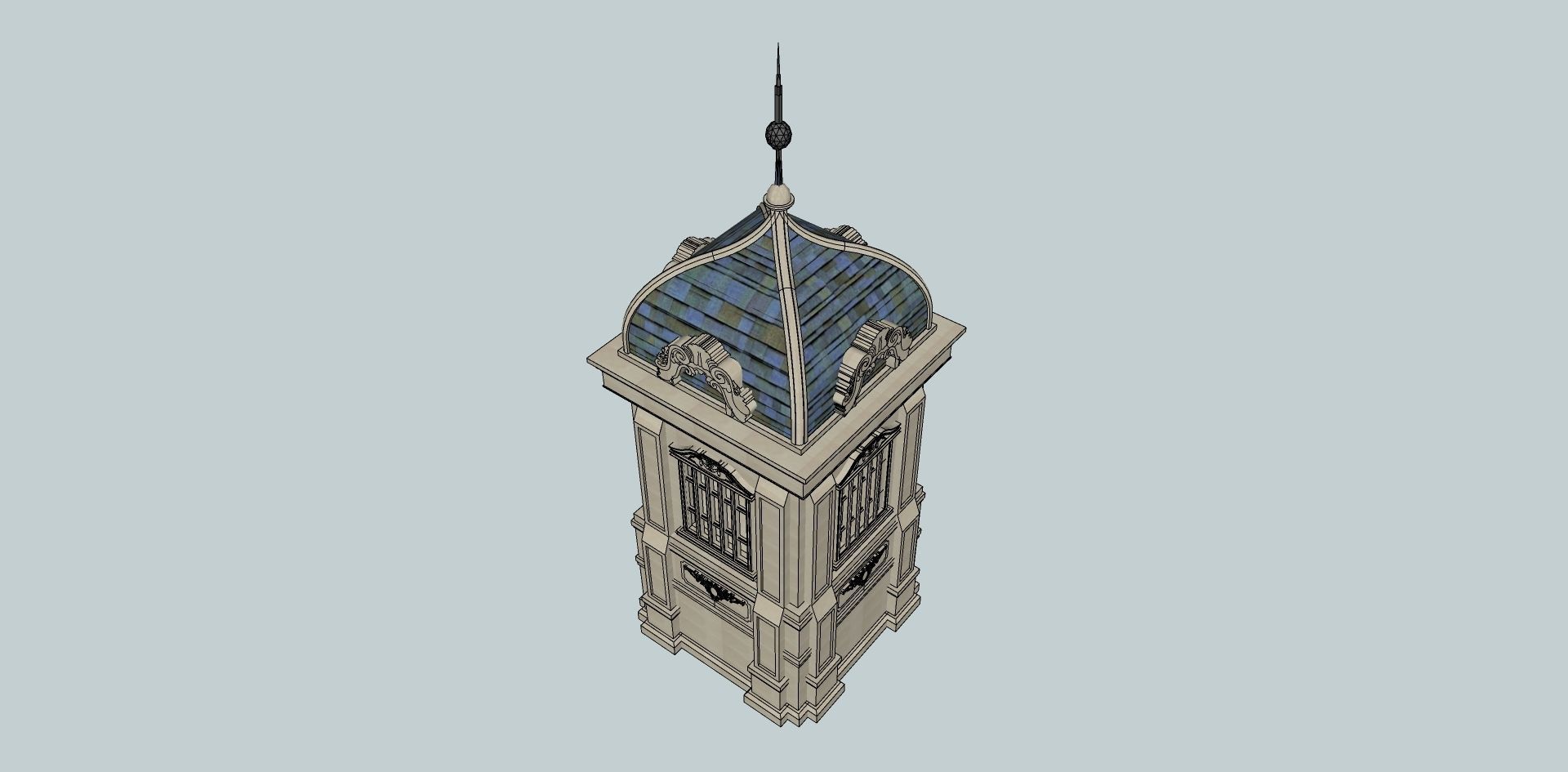 classical tower sketchup 3d model 3D model_2