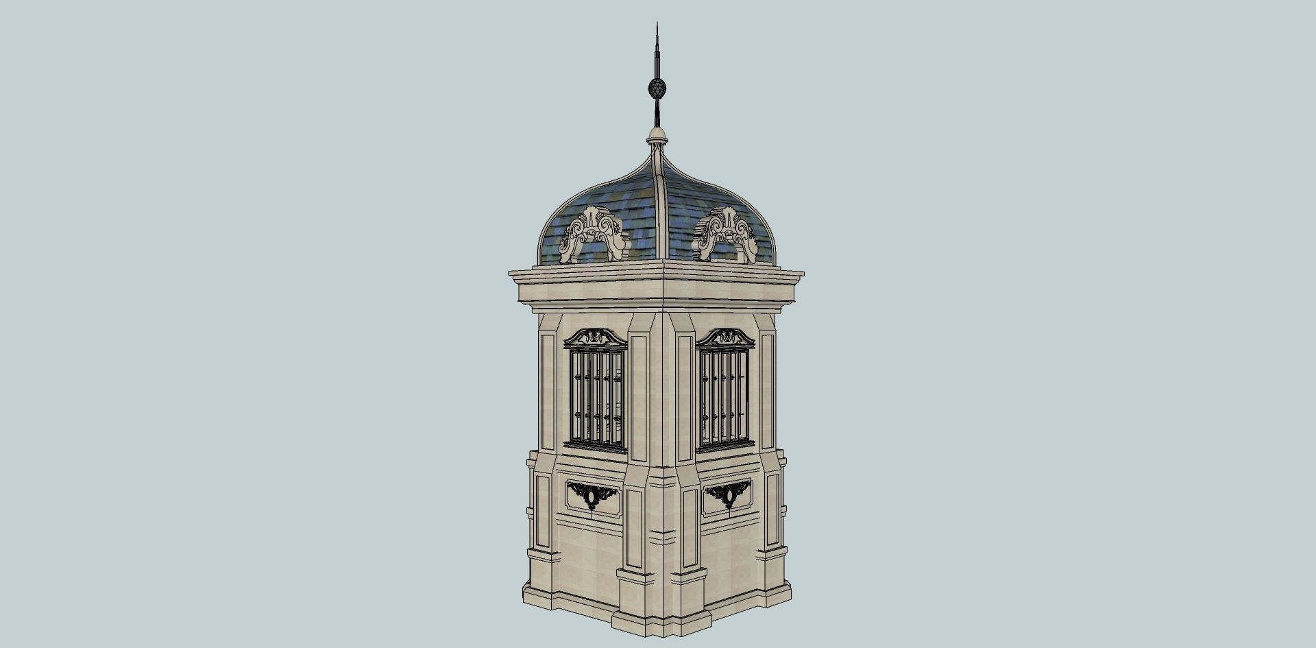 classical tower sketchup 3d model 3D model_1