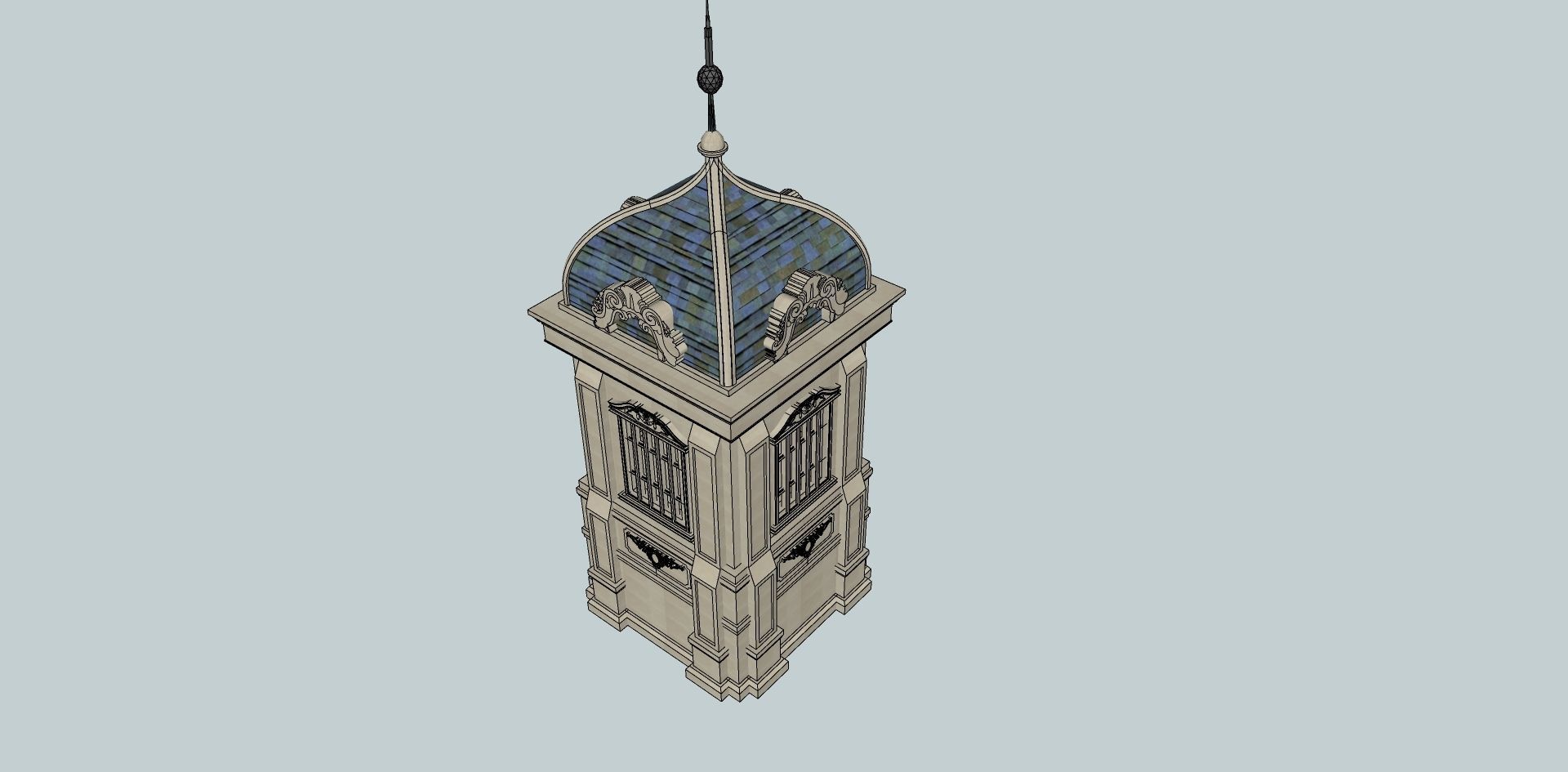 classical tower sketchup 3d model 3D model_3