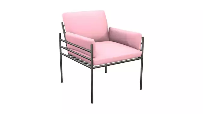 Accent Chairs Modern Light Pink Wrought Iron Low-poly 3D model